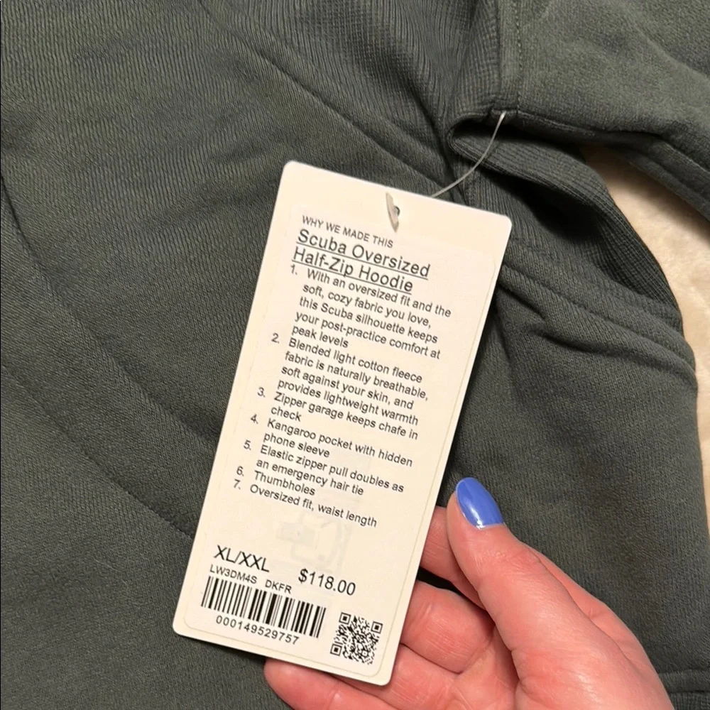 NWT - Lululemon Half Zip Scuba - dark forest green - Picture 3 of 4